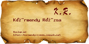 Körmendy Rózsa névjegykártya