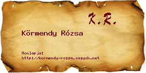 Körmendy Rózsa névjegykártya